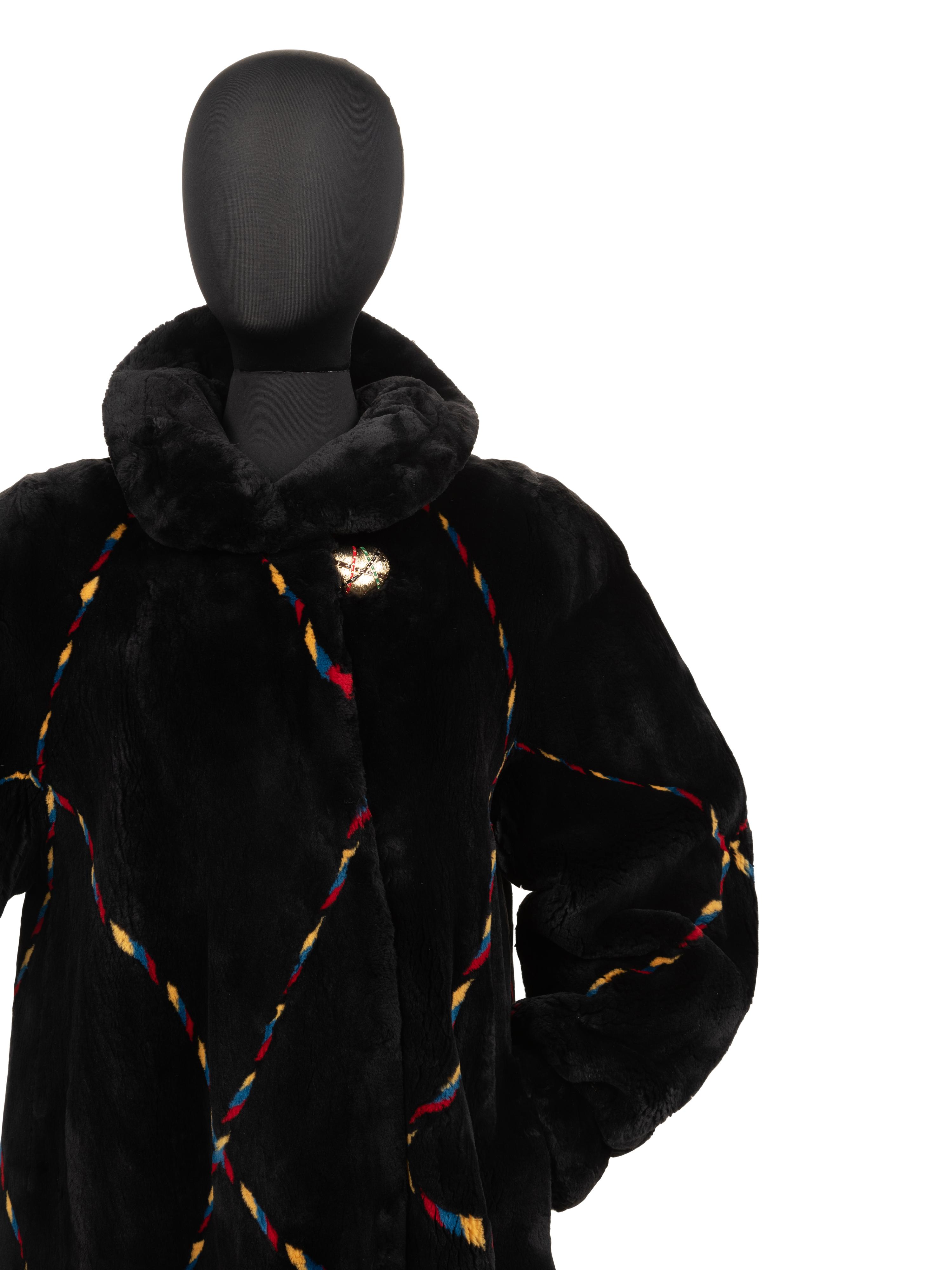 Zuki Sheared Beaver Fur Coat with Multi-Hued Stripes, 1990-2000s