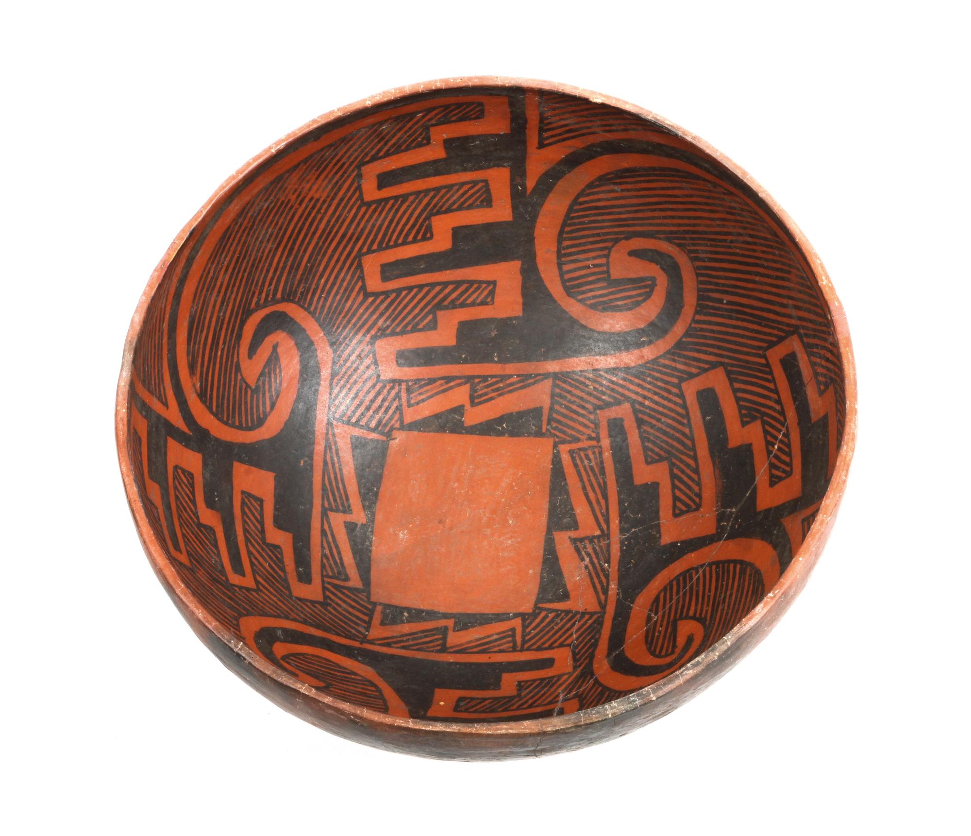 Wingate Black on Red Bowl, Cibola Branch Anasazi Height 5 x diameter 11 inches — Circa 950-1150 A.D.