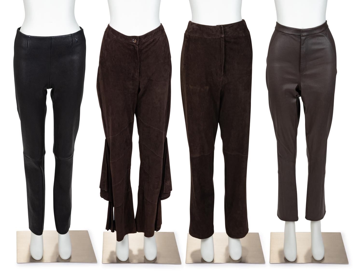 Four Leather Designer Pants: Valentino, Louis Vuitton, Oscar de la Renta, Elie Tahari, 2000-10s