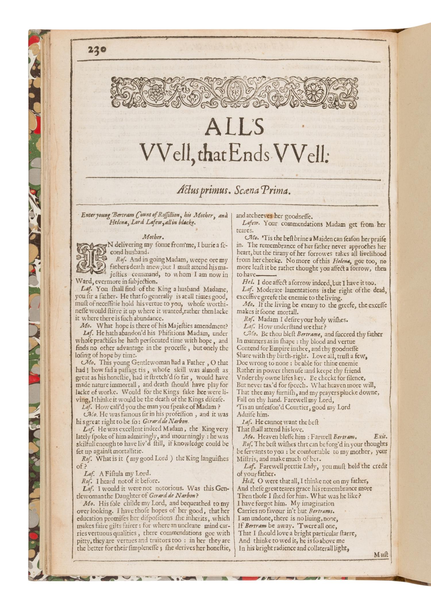 Shakespeare, William (1564-1616). As You Like It . -- The Taming of the Shrew . [Two complete plays extracted from: The First Folio]. [London: Isaac laggard and Ed. Blount, 1623].