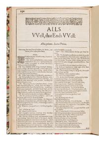 Shakespeare, William (1564-1616). As You Like It . -- The Taming of the Shrew . [Two complete plays extracted from: The First Folio]. [London: Isaac laggard and Ed. Blount, 1623].