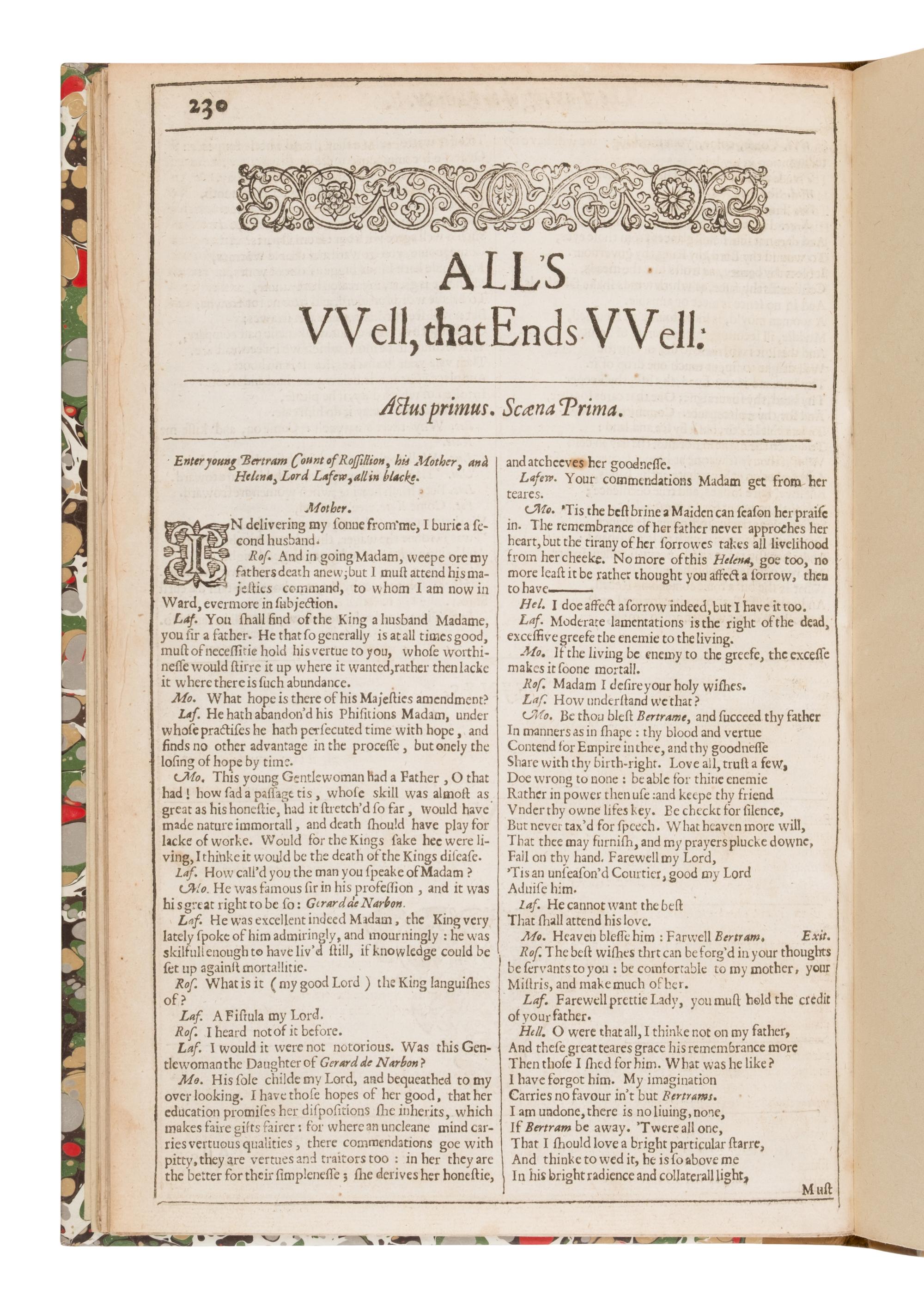 Shakespeare, William (1564-1616). As You Like It . -- The Taming of the Shrew . [Two complete plays extracted from: The First Folio]. [London: Isaac laggard and Ed. Blount, 1623].