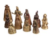 A Collection of Twenty-Four English and Continental Brass and Copper Figural Bells