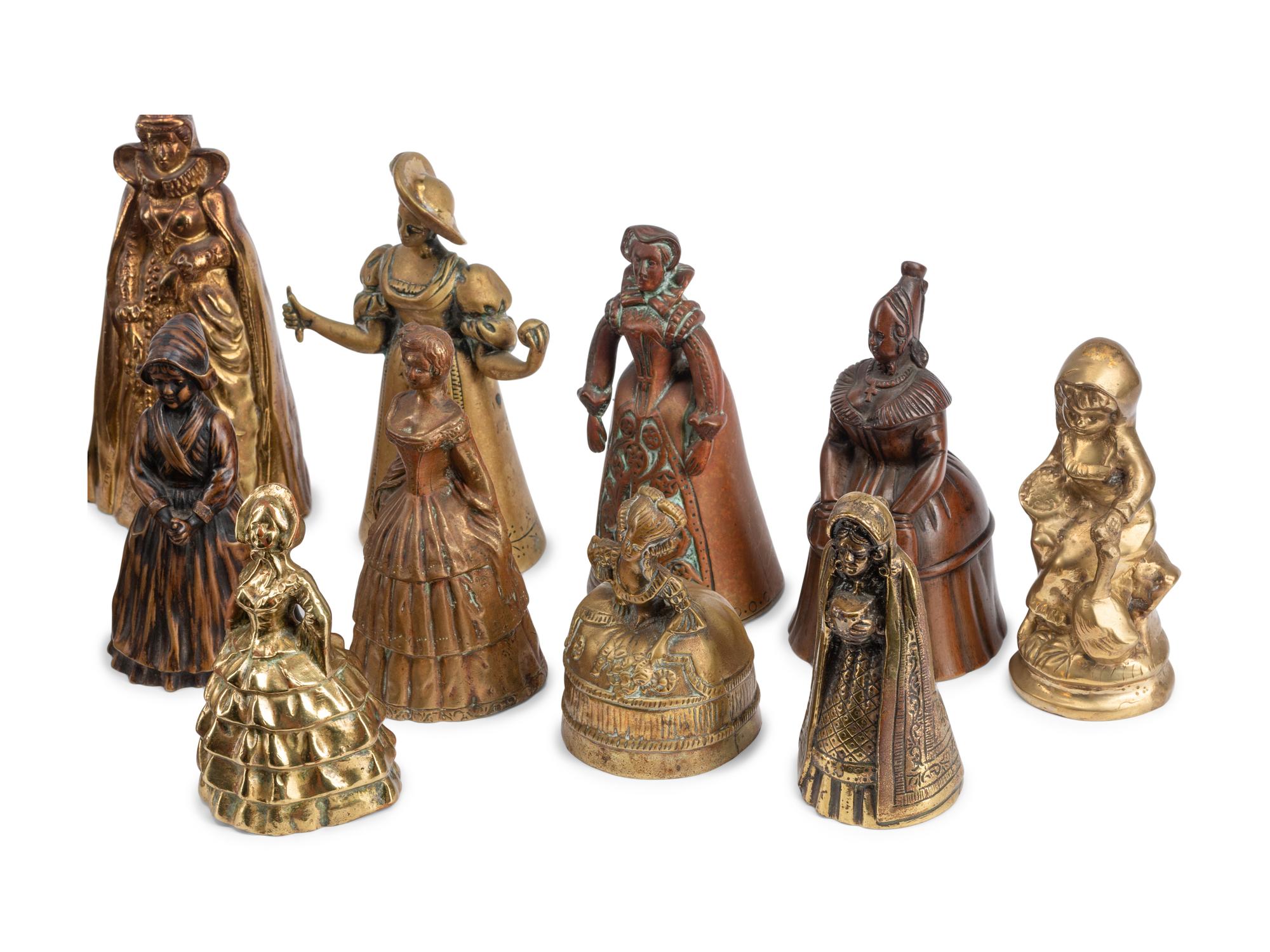 A Collection of Twenty-Four English and Continental Brass and Copper Figural Bells