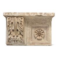 A Carved Sandstone Cornice Fragment and a Carved Marble Capital Fragment from the U.S. Capitol Building