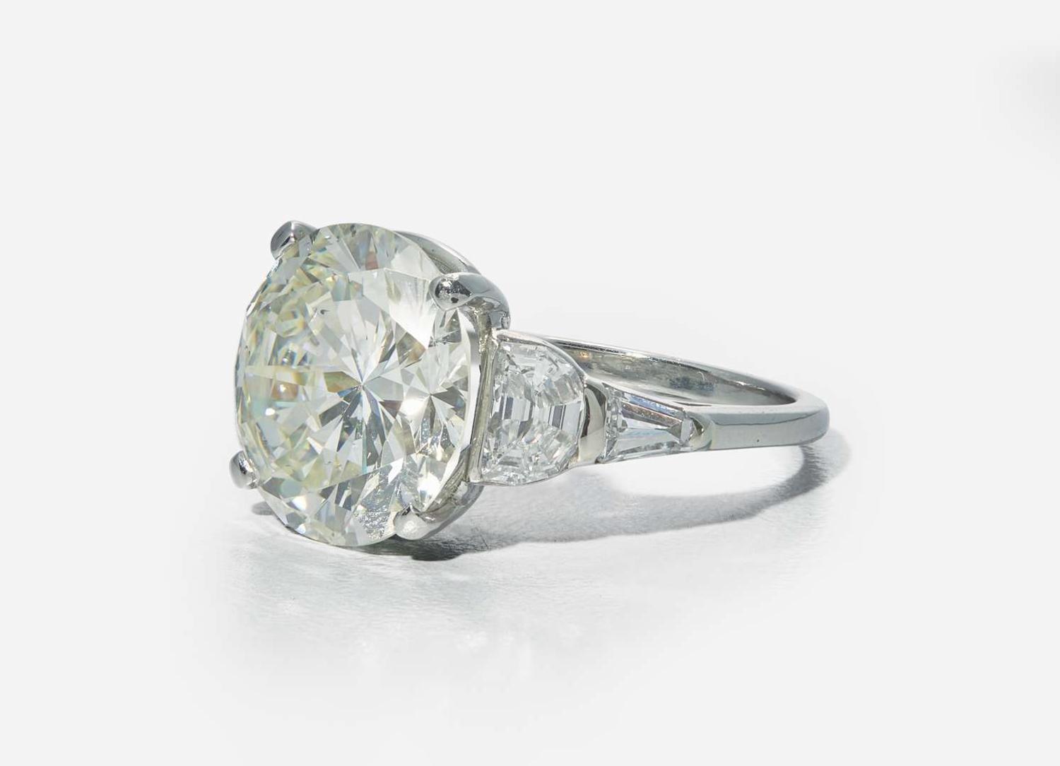 A Raymond Yard 6.53 Carat Round Brilliant-Cut Diamond and Platinum Ring