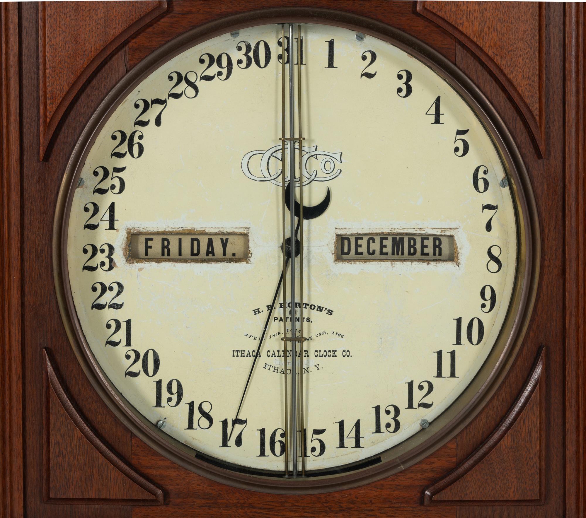 An American Hanging Bank Calendar Clock