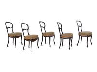 A Set of Five Victorian Ebonized Balloon Side Chairs