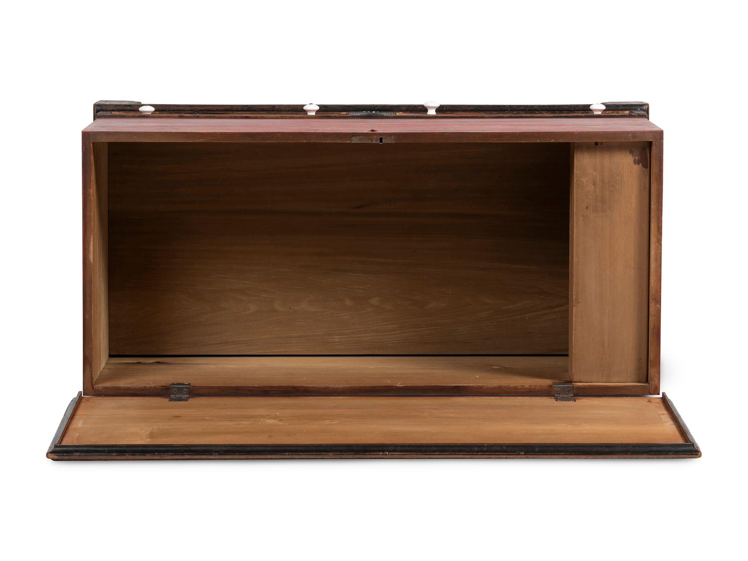 A Soap Hollow Stencil-Decorated and Heart-Carved Poplar Two-Drawer Blanket Chest