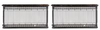A Pair of Iron Balcony Grate Console Tables Height 42 x width 83 x depth 14 inches.