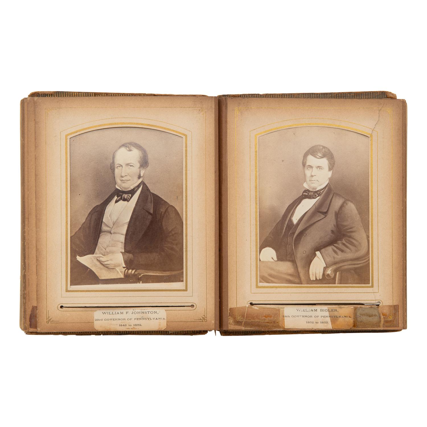 [Early Photography] Cabinet Card Album of 18th-19th century Pennsylvania Governors