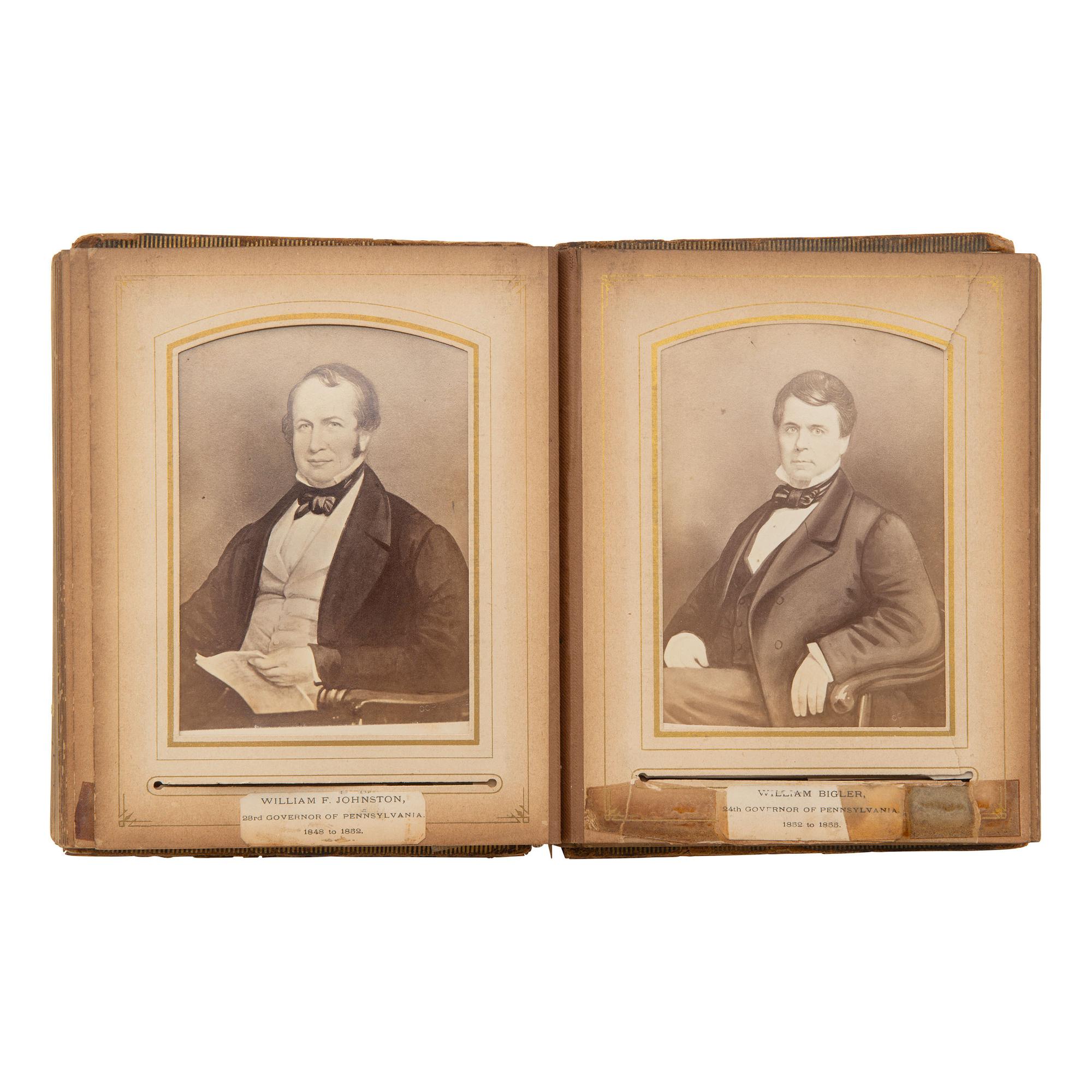 [Early Photography] Cabinet Card Album of 18th-19th century Pennsylvania Governors