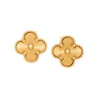 Van Cleef & Arpels, 'Alhambra', Yellow Gold Guilloché Earrings