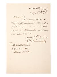 [CIVIL WAR - NAVY]. A group of 9 documents related to Robert Coster and his efforts to confirm the identity of the man who lashed Rear Admiral David G. Farragut to the rigging of the Hartford at the Battle of Mobile Bay.