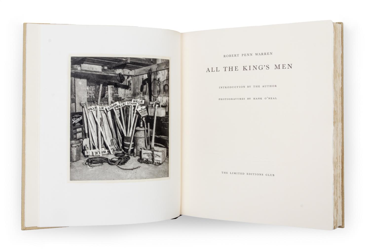 (LEC; O'NEAL, HANK) WARREN, ROBERT PENN. All the King's Men. New York, 1989. 2 vols. Limited. Signed by artist and author.