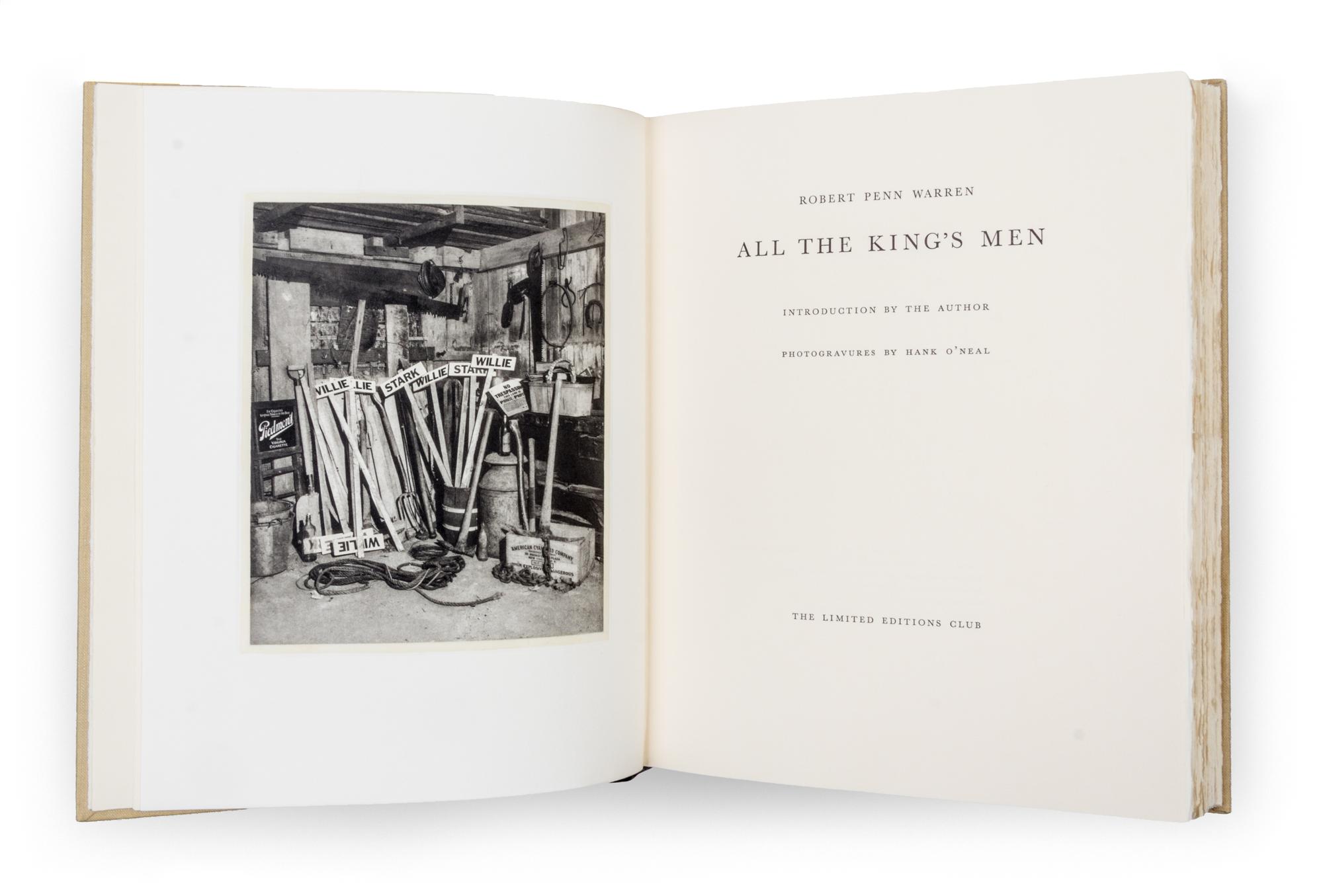 (LEC; O'NEAL, HANK) WARREN, ROBERT PENN. All the King's Men. New York, 1989. 2 vols. Limited. Signed by artist and author.