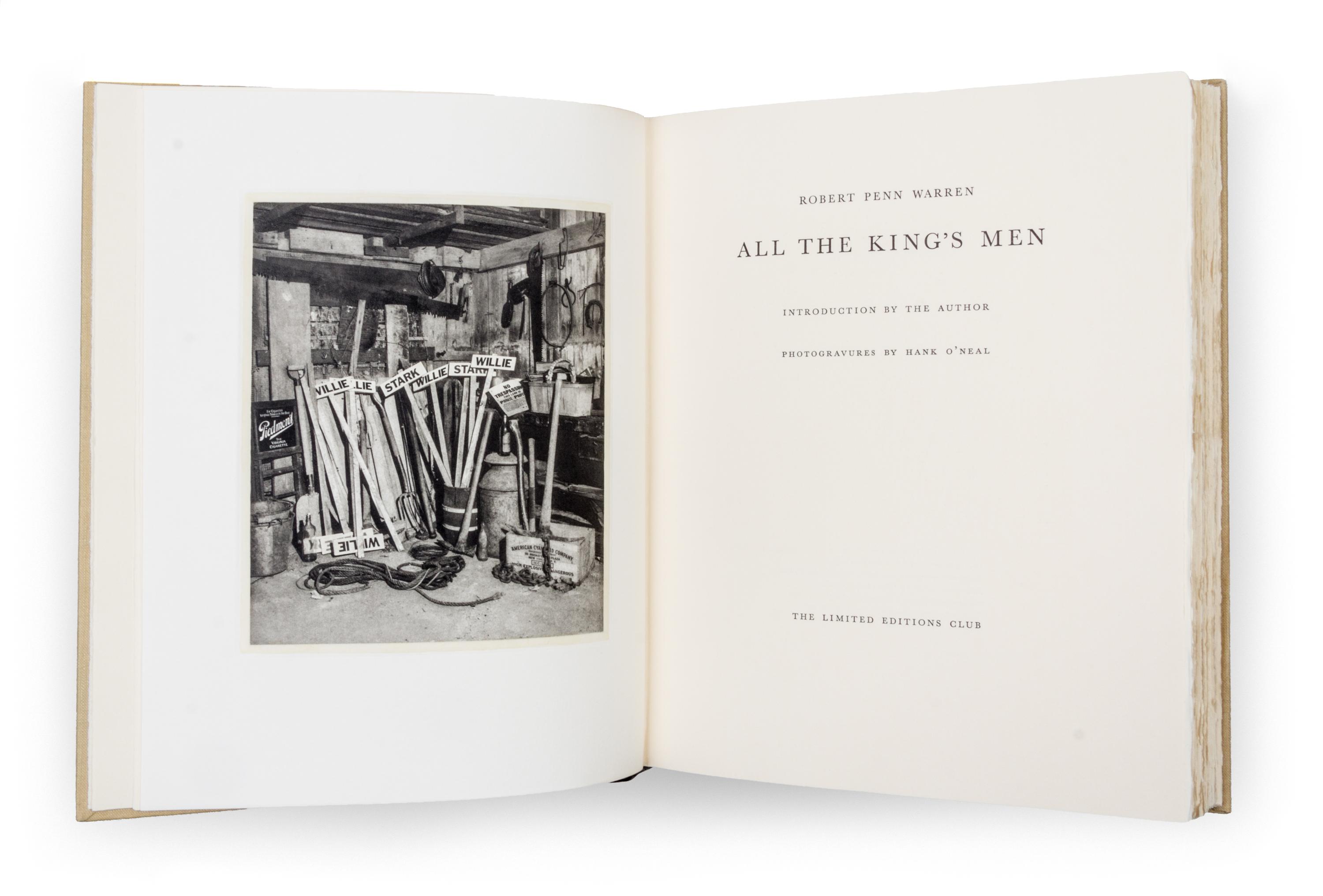 (LEC; O'NEAL, HANK) WARREN, ROBERT PENN. All the King's Men. New York, 1989. 2 vols. Limited. Signed by artist and author.