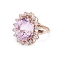 KUNZITE AND DIAMOND RING
