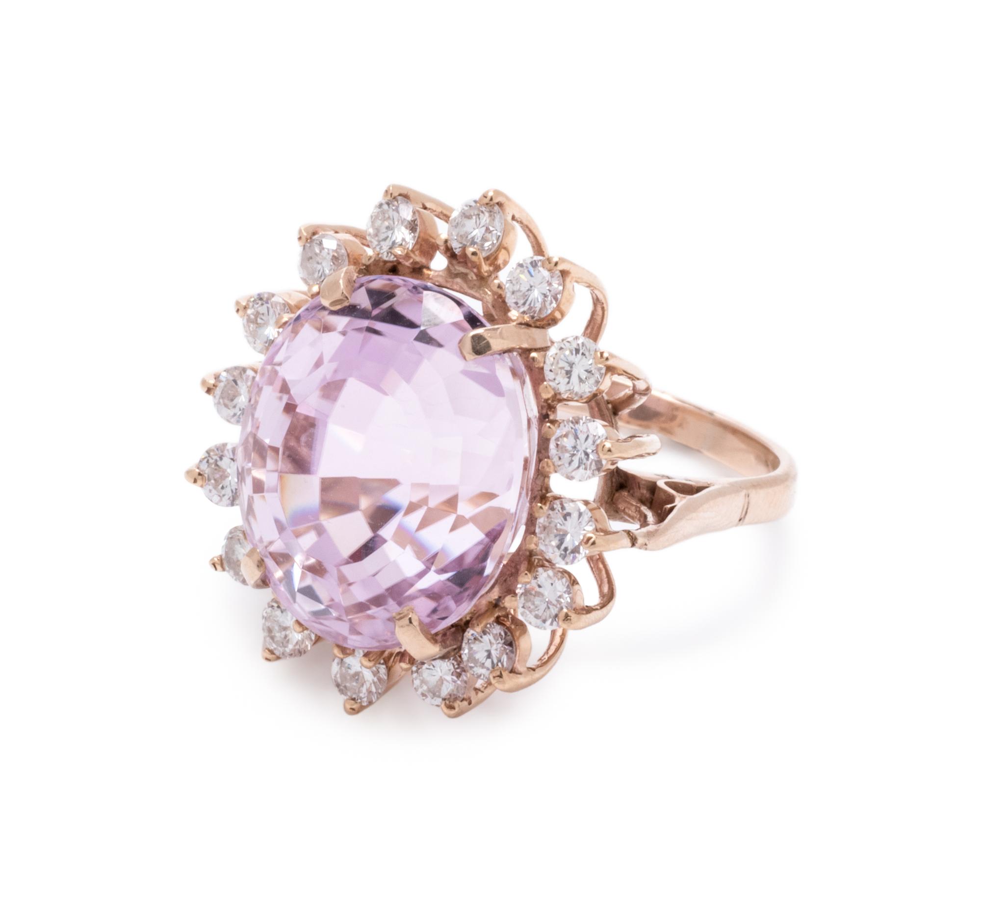 KUNZITE AND DIAMOND RING