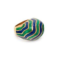 YELLOW GOLD AND ENAMEL RING