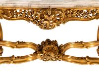 A Louis XV Style Pierce-Carved Giltwood Salon Table