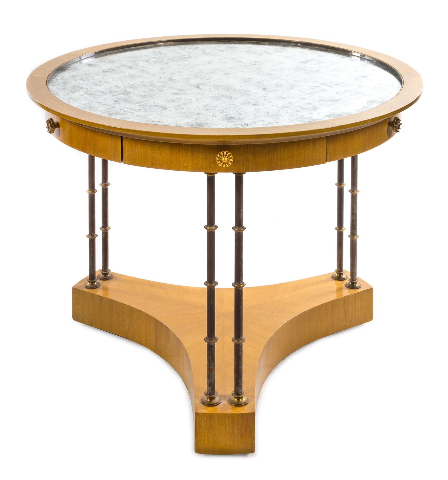 A Continental Mirror Inset Games Table Height 29 3/8 x diameter of top 39 1/4 inches. — 20TH CENTURY