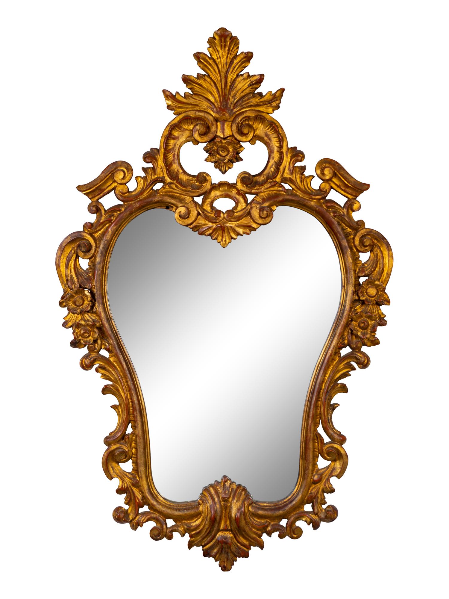 A Louis XV Style Carved Gilt Wood Mirror — EARLY 20TH CENTUR