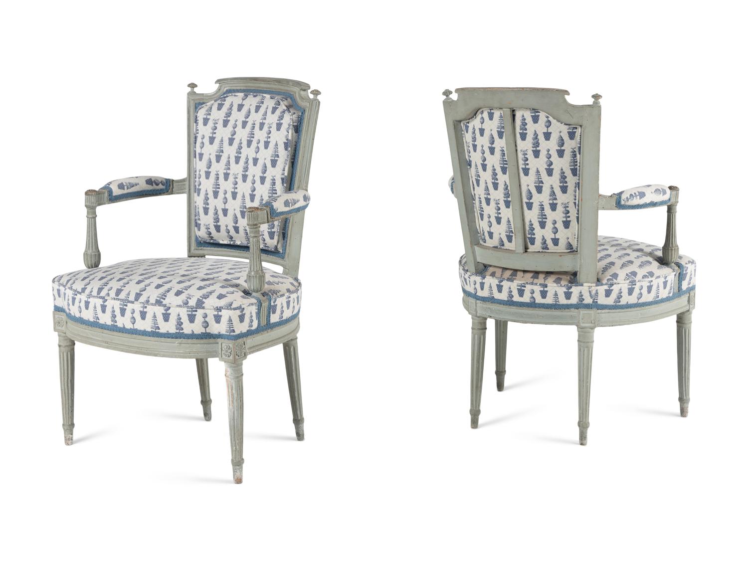 A Pair of Louis XVI Painted Fauteuils