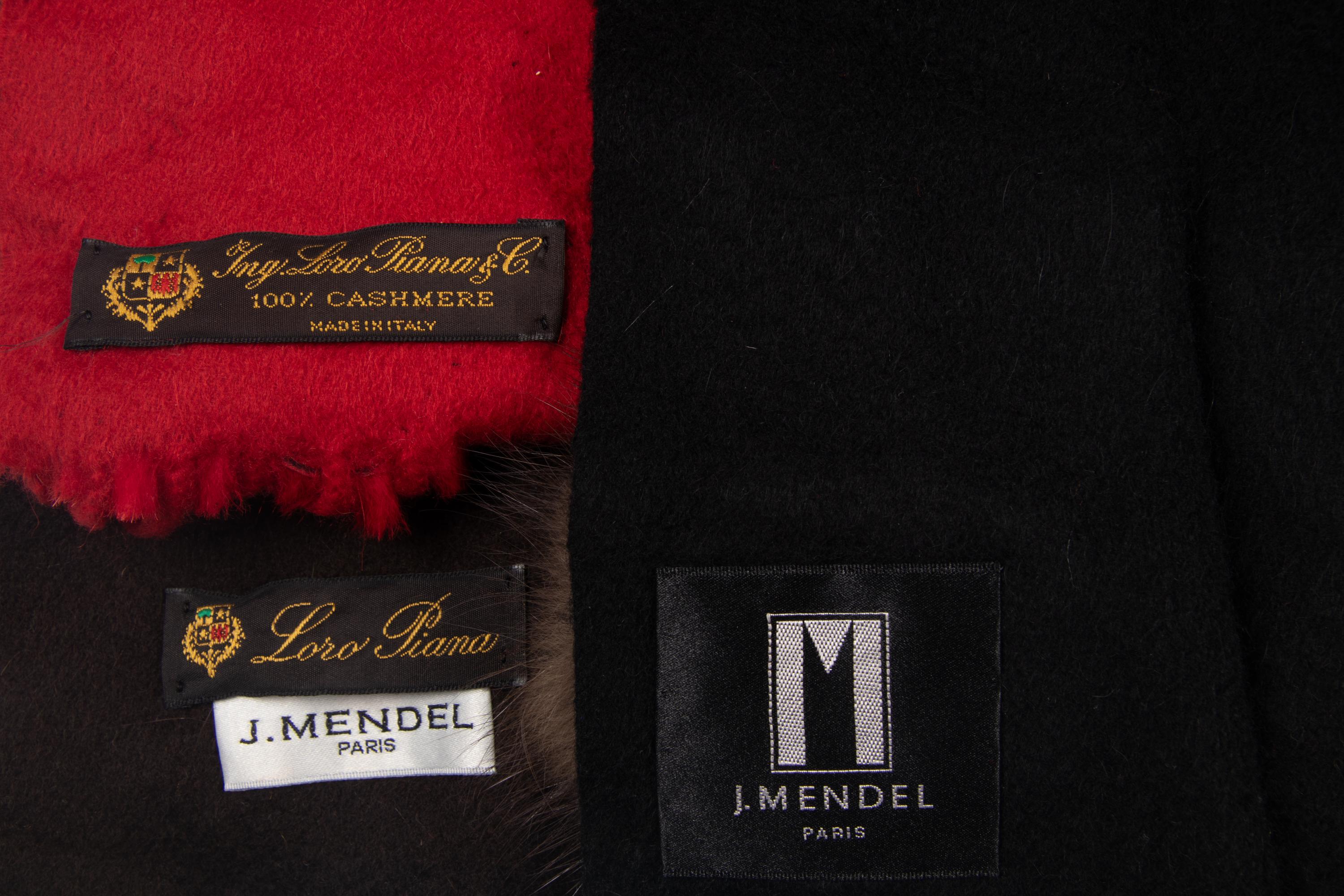 Three J. Mendel Cashmere Scarves With Fur Rosettes