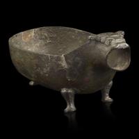 A Chinese archaic bronze animal-form pouring vessel, Yi 青铜兽形匜 Late Eastern Zhou period ????