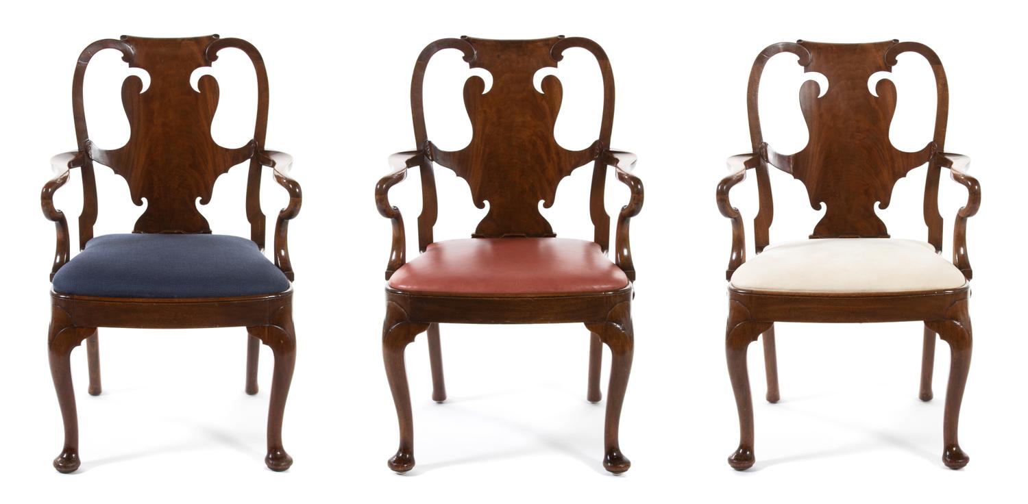 An Assembled Set of Nine George II Style Mahogany Armchairs
