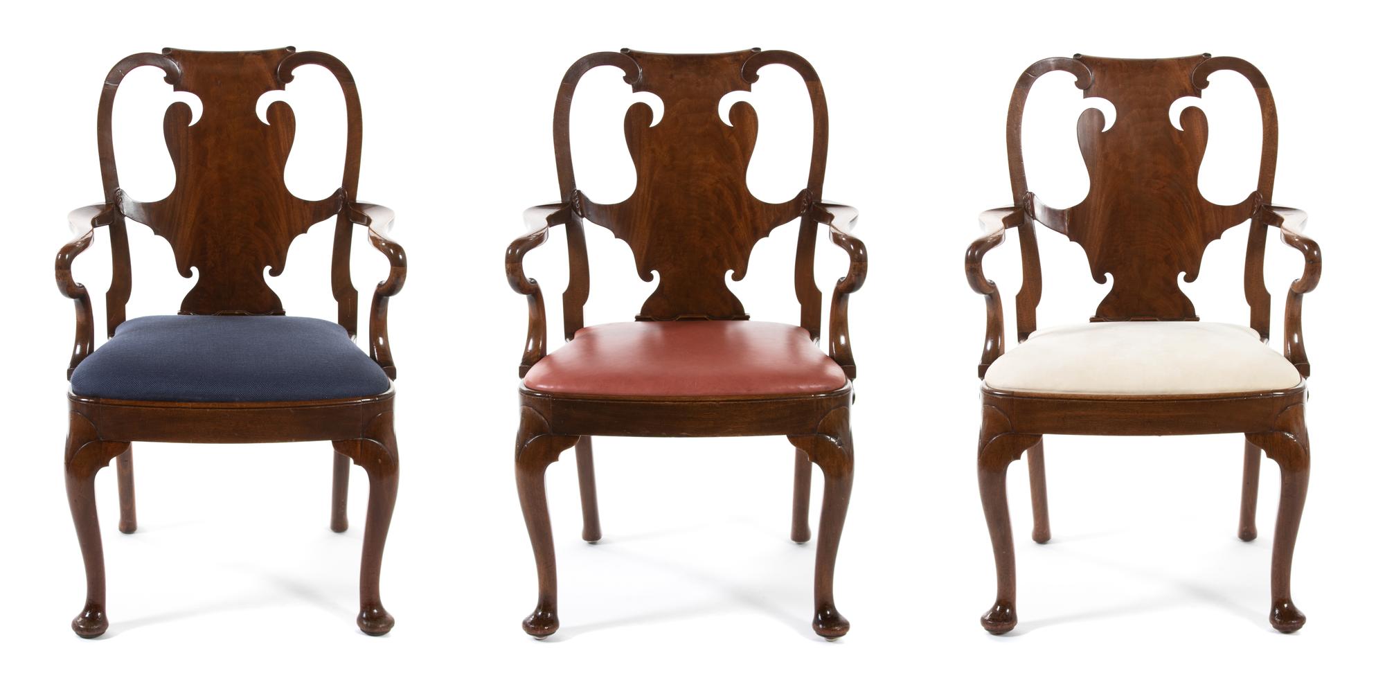 An Assembled Set of Nine George II Style Mahogany Armchairs