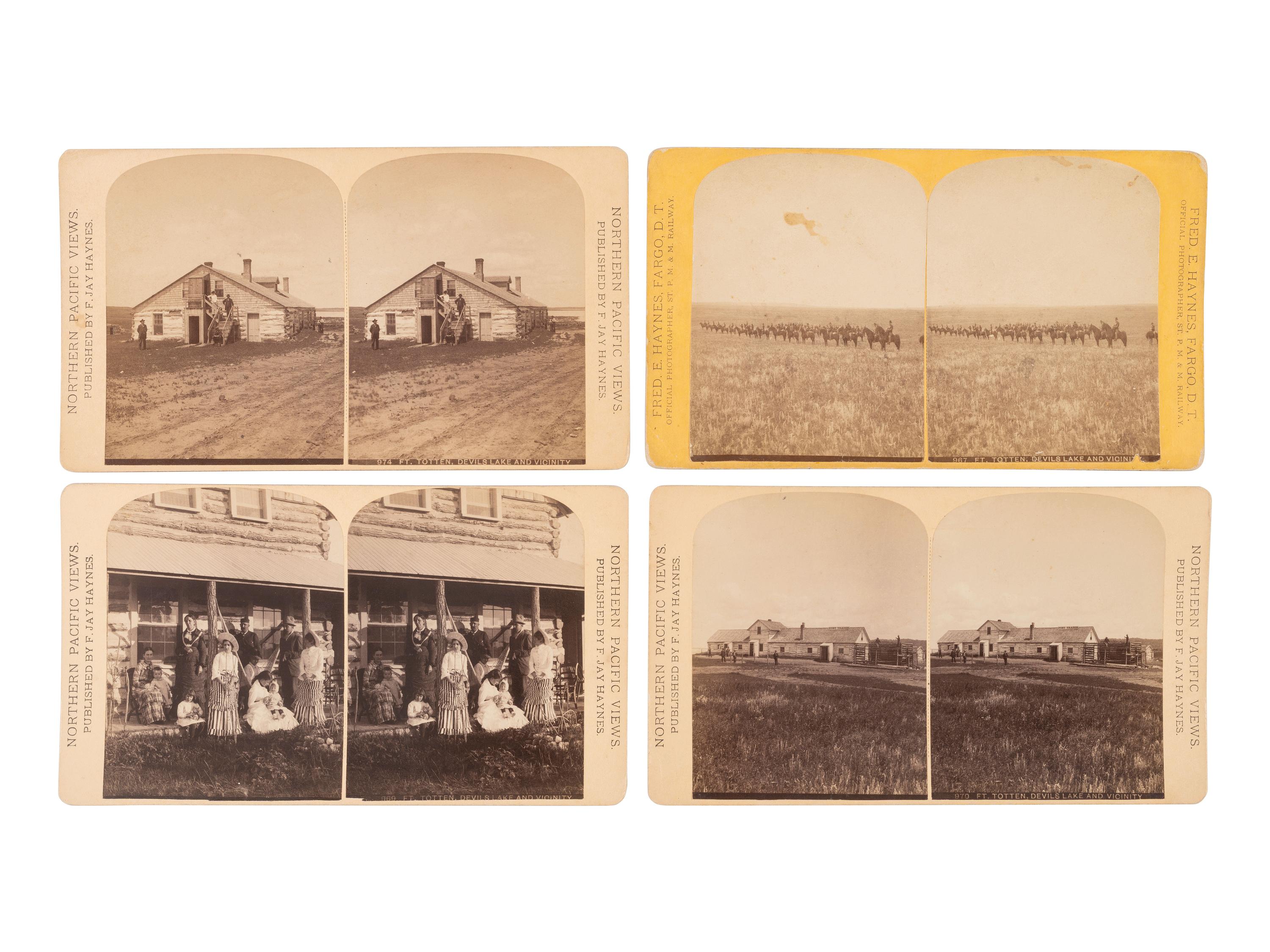 HAYNES, F. Jay (1853-1921), photographer. A group of 9 stereoviews of Ft. Totten, Dakota Territory. Ca 1880s.