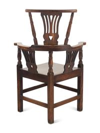 A George III Oak High-Back Corner Chair