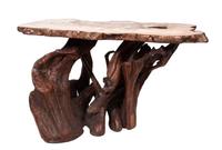 A Driftwood Dining Suite Height of table 38 1/4 x width 70 x depth 37 1/2 inches.
