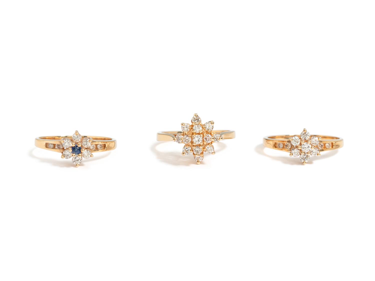 COLLECTION OF YELLOW GOLD AND DIAMOND RINGS