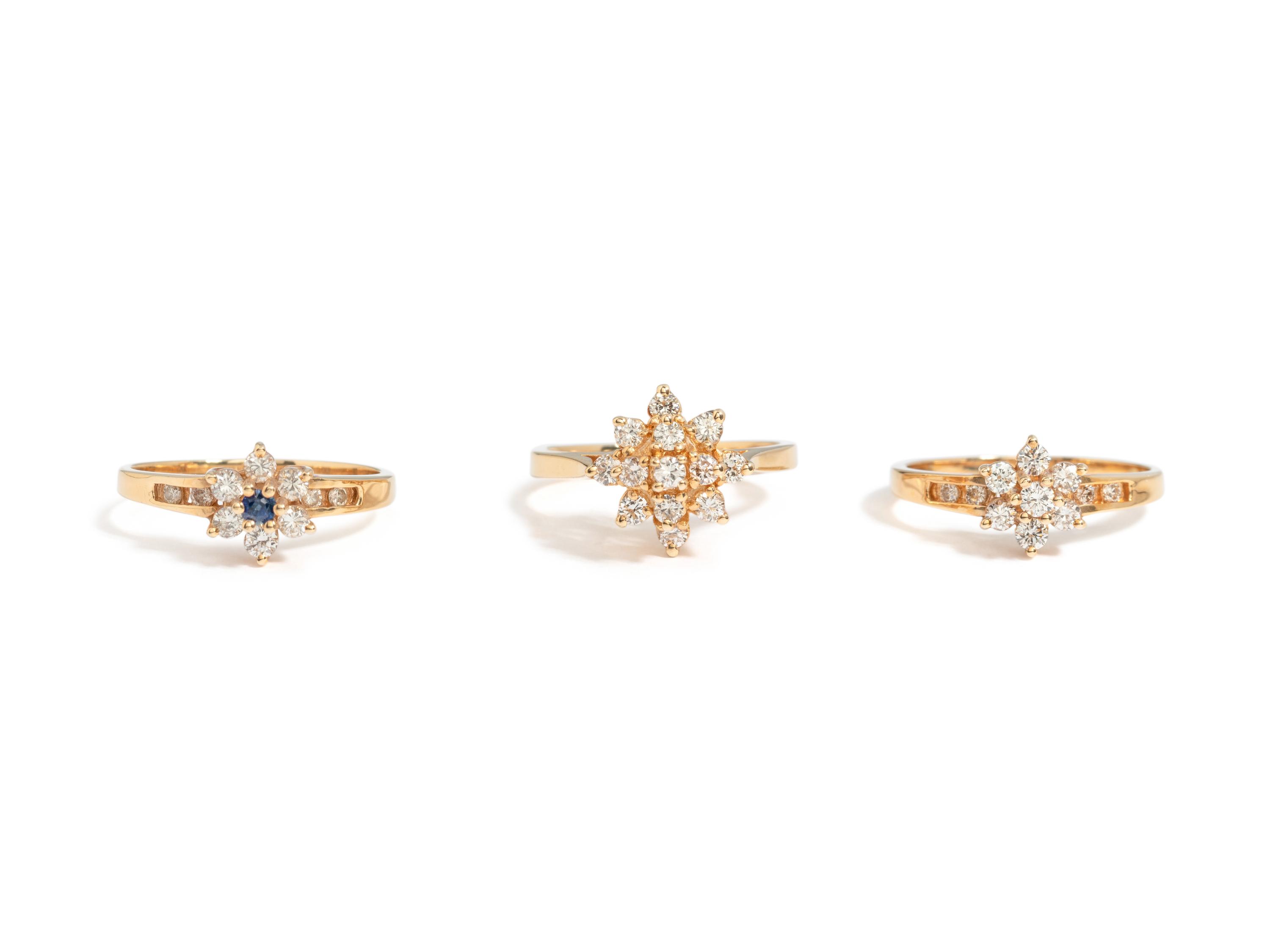 COLLECTION OF YELLOW GOLD AND DIAMOND RINGS