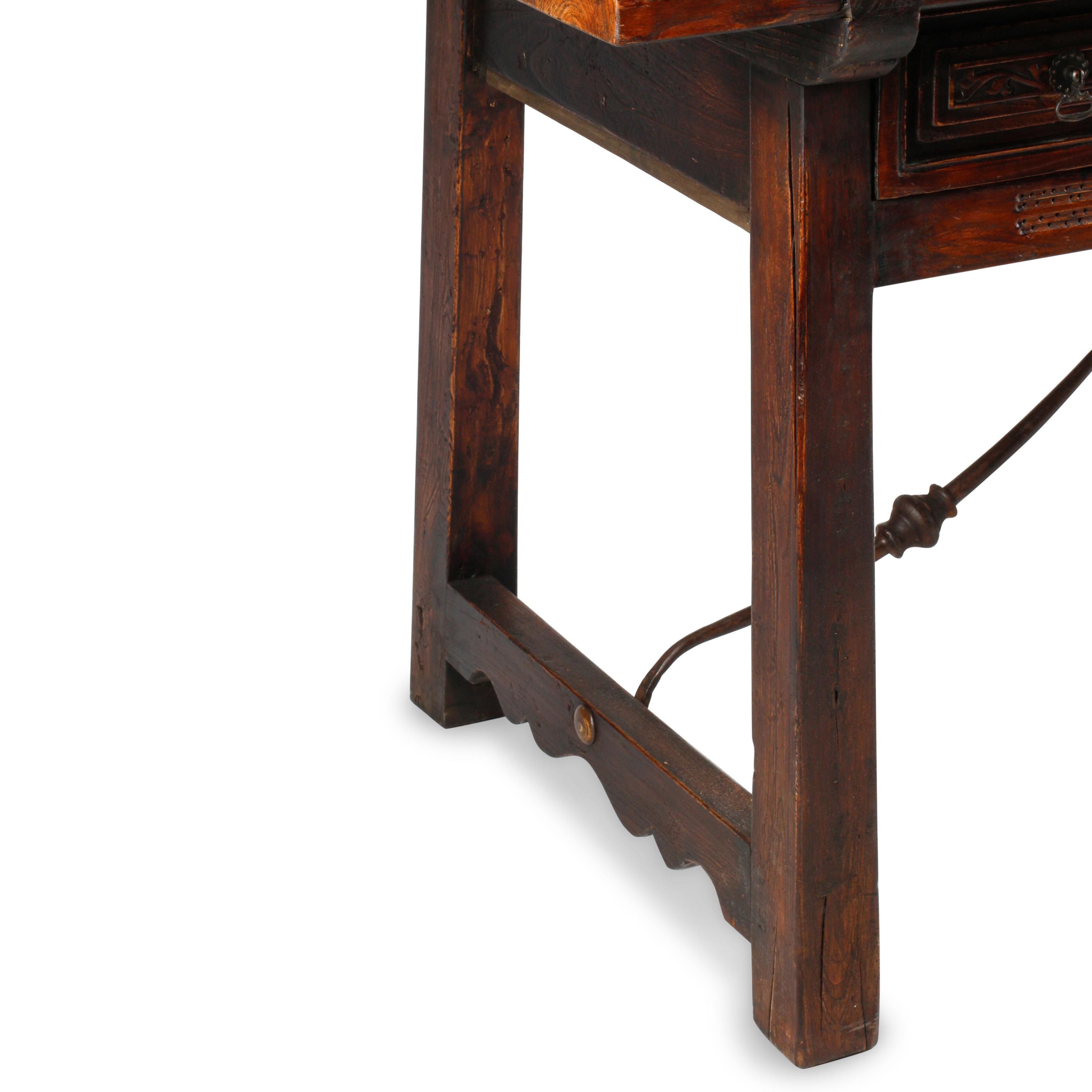 A Spanish Baroque Style Iron-Mounted Trestle Table