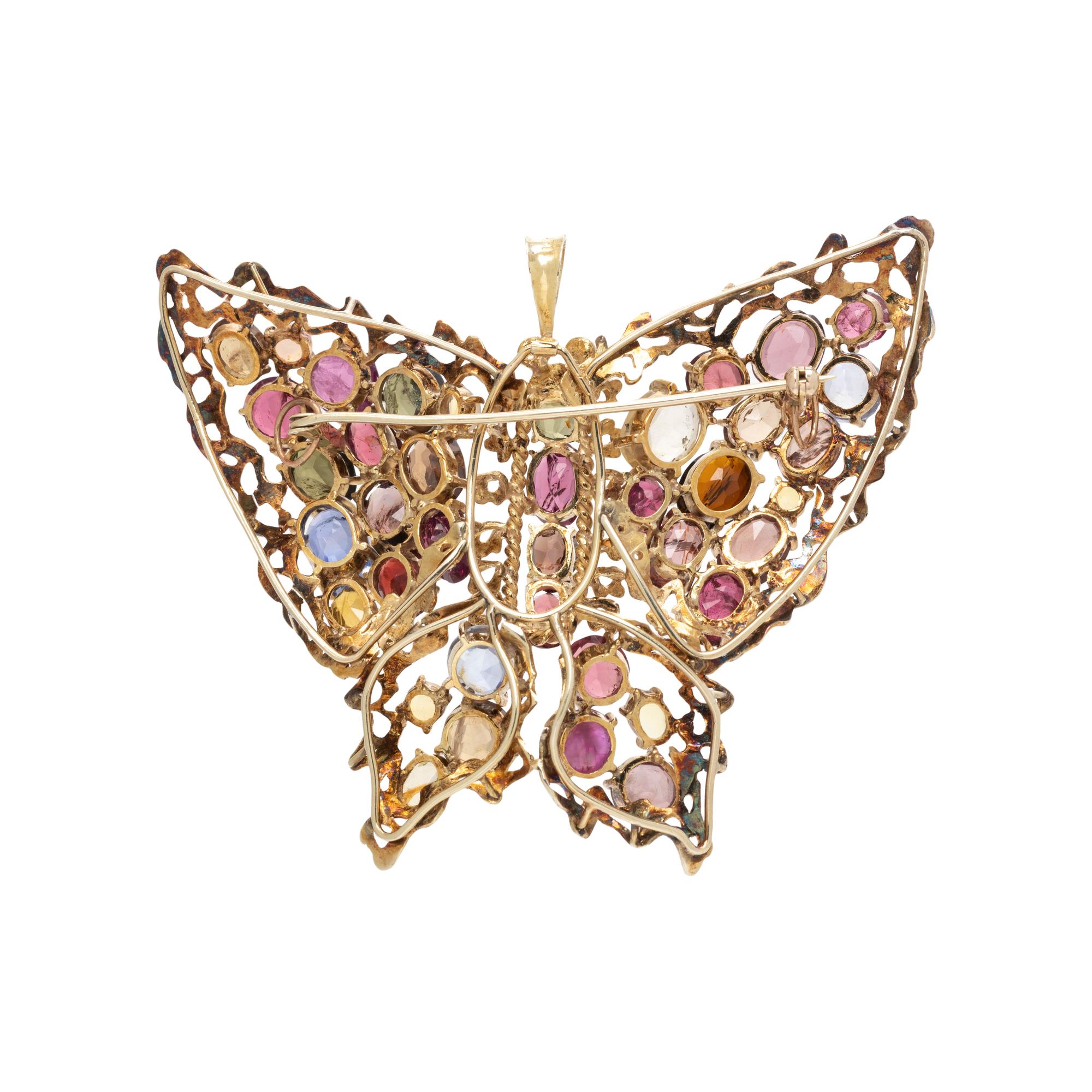 MULTIGEM BUTTERFLY PENDANT/BROOCH