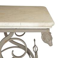 A French Wrought Iron Pastry Table with Honed Carrara Marble Top