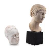 Two Continental Marble Female Heads