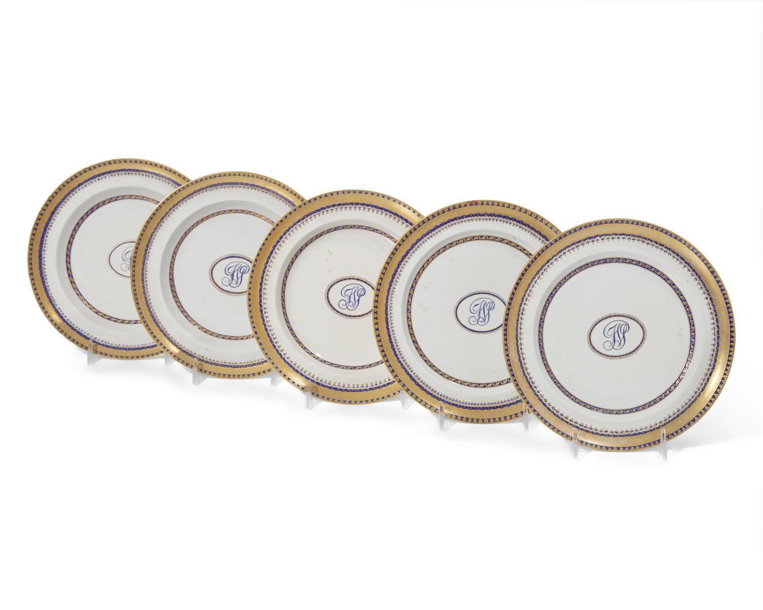 A Group of Five Chinese Export Porcelain Tablewares Made for the English Market, Circa 1785-1800