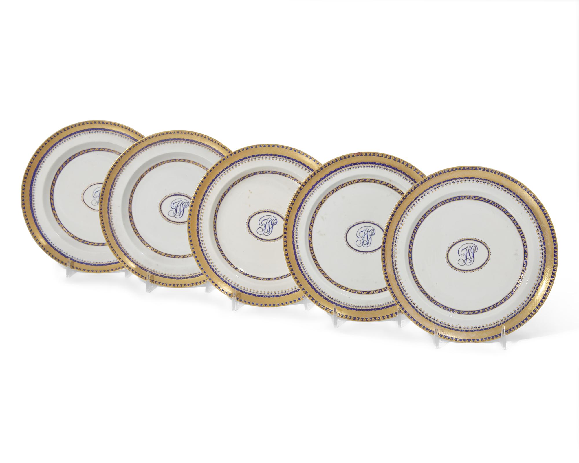 A Group of Five Chinese Export Porcelain Tablewares Made for the English Market, Circa 1785-1800