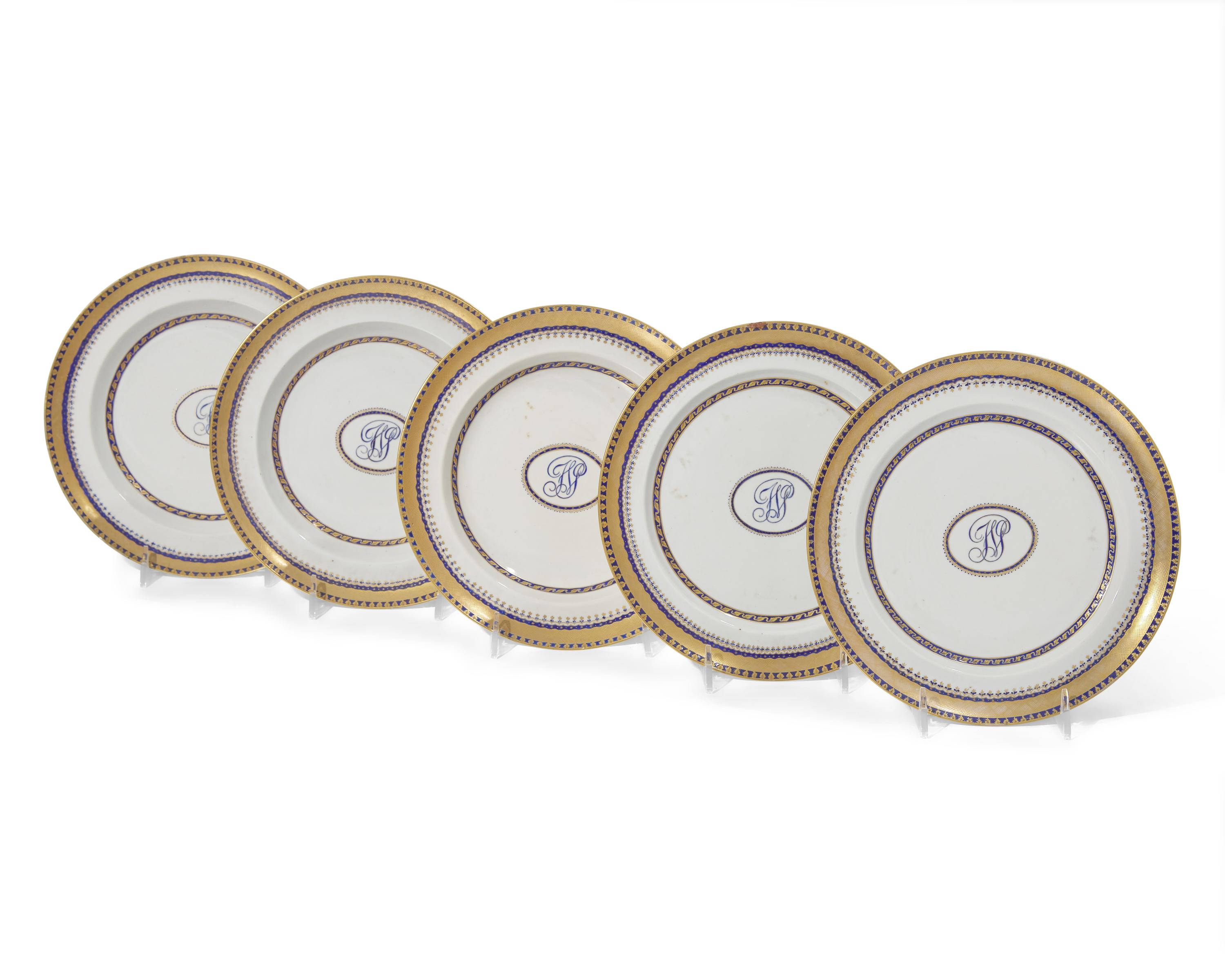 A Group of Five Chinese Export Porcelain Tablewares Made for the English Market, Circa 1785-1800