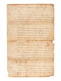 CLINTON, George (1739-1812). Council of Revision document twice-signed ("Geo. Clinton"), as Governor of New York, 15 July 1789.