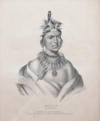 Lithograph from The History of the Indian Tribes of North America , titled Chono Ca Pe, An Ottoe Chief