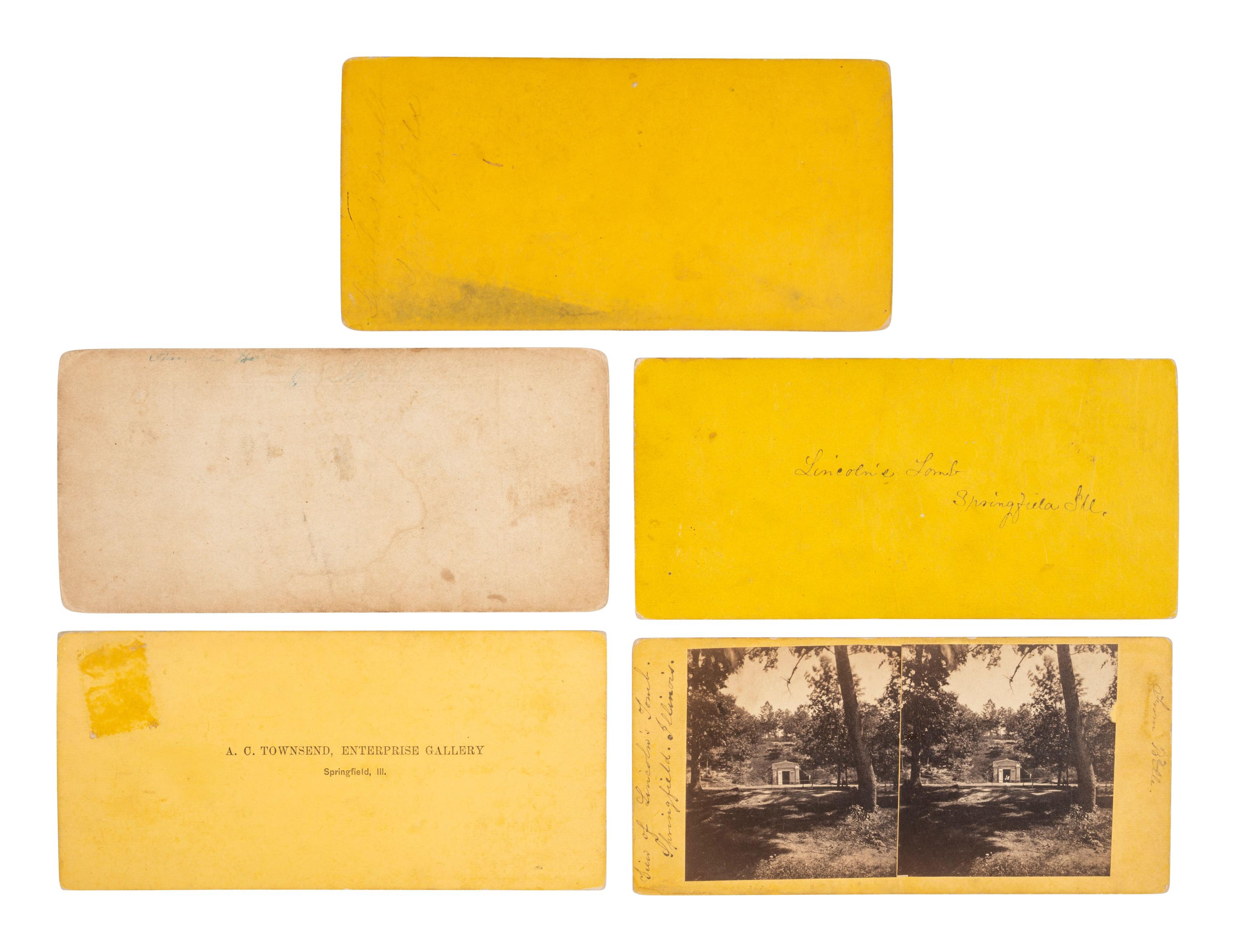 [LINCOLN, ABRAHAM (1809-1865)]. 5 stereoviews of the vault at Oak Ridge Cemetery, Springfield, IL.