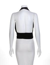 Yves Saint Laurent Rive Gauche Black Halter Top, 1970-80s Size label: 38