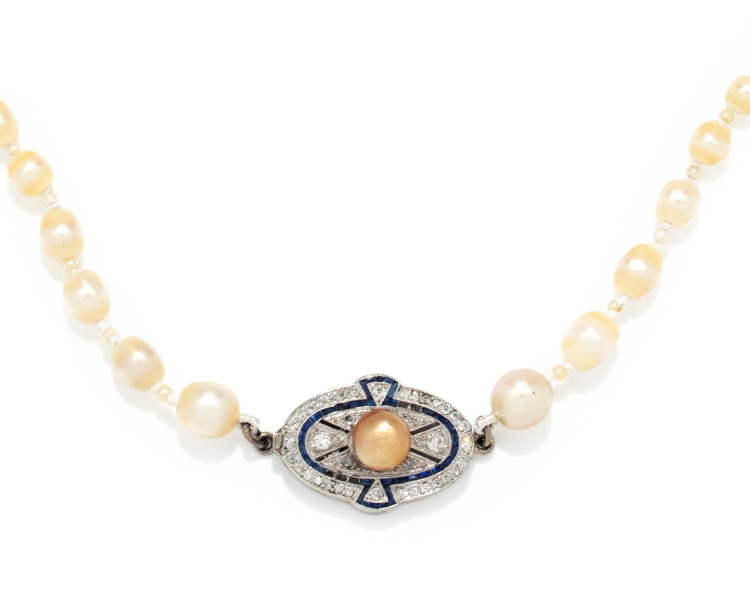 NATURAL PEARL AND DIAMOND NECKLACE