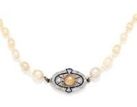 NATURAL PEARL AND DIAMOND NECKLACE